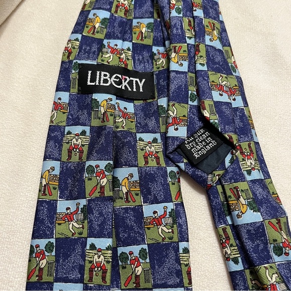 Vintage Liberty Of London Blue Cricket Mens Tie - Picture 3 of 4